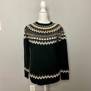 Talbots Fair Isle Sweater Black Nordic Cozy Cottagecore Small Preppy Cabincore